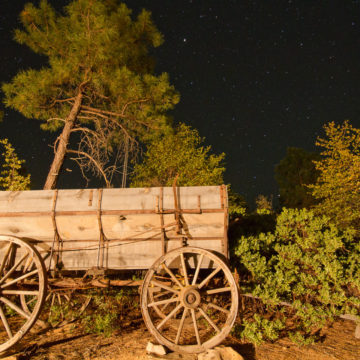 Payson, AZ night sky with a wagon