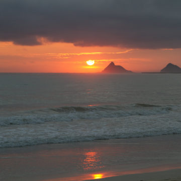 Sunset in Hawaii over the ocean