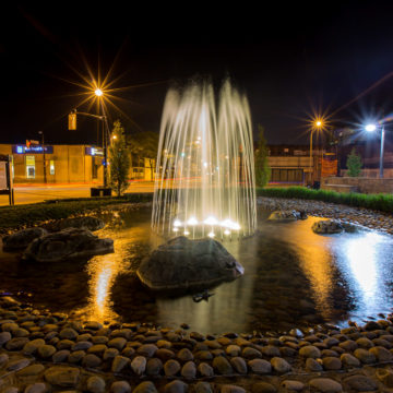 City Hall Fountain in colour Sarnia, ON