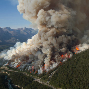A towering inferno in the Rocky Mountains outside the Banff National Park